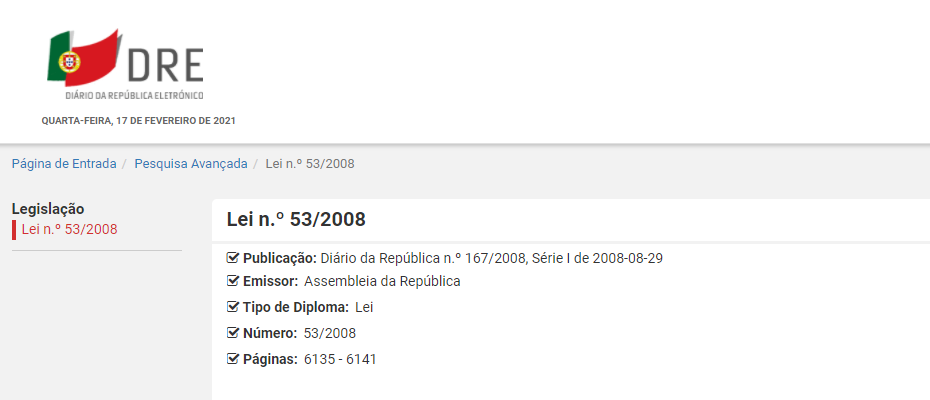 Lei da Segurança Interna