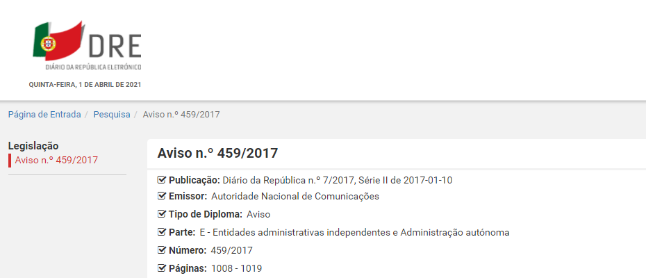Projecto de Regulamento da Segurança e Integridade de Redes e Serviços de Comunicações Electrónicas